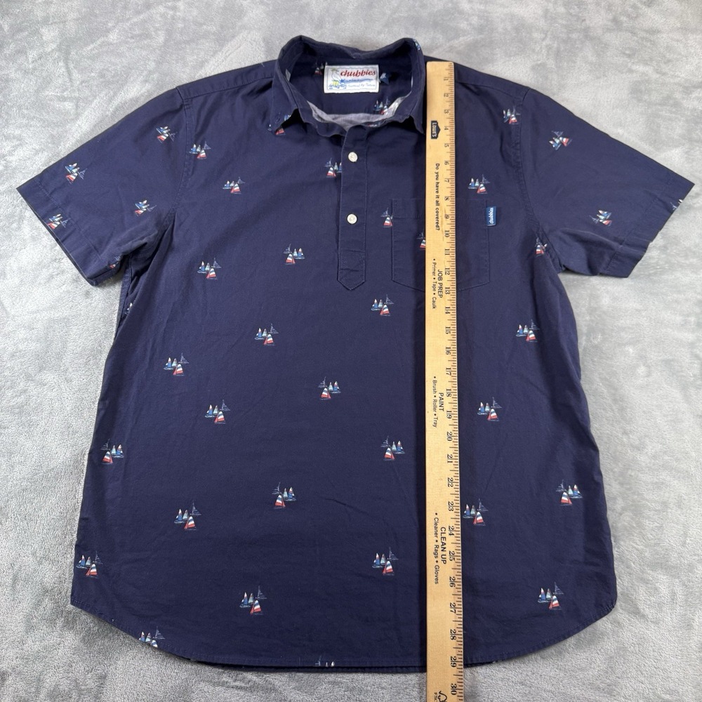 Chubbies Nautical By Nature Men's Large Sailboat Allover Print 1/4 Button - Picture 2 of 8